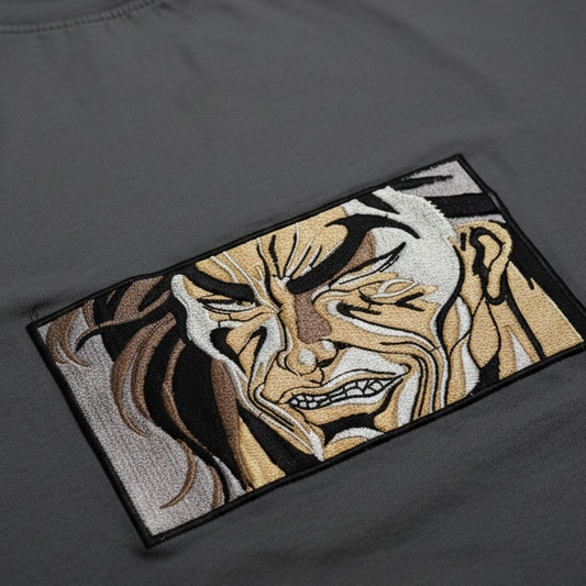 Embroidered Yujiro Hanma Grey t-shirt