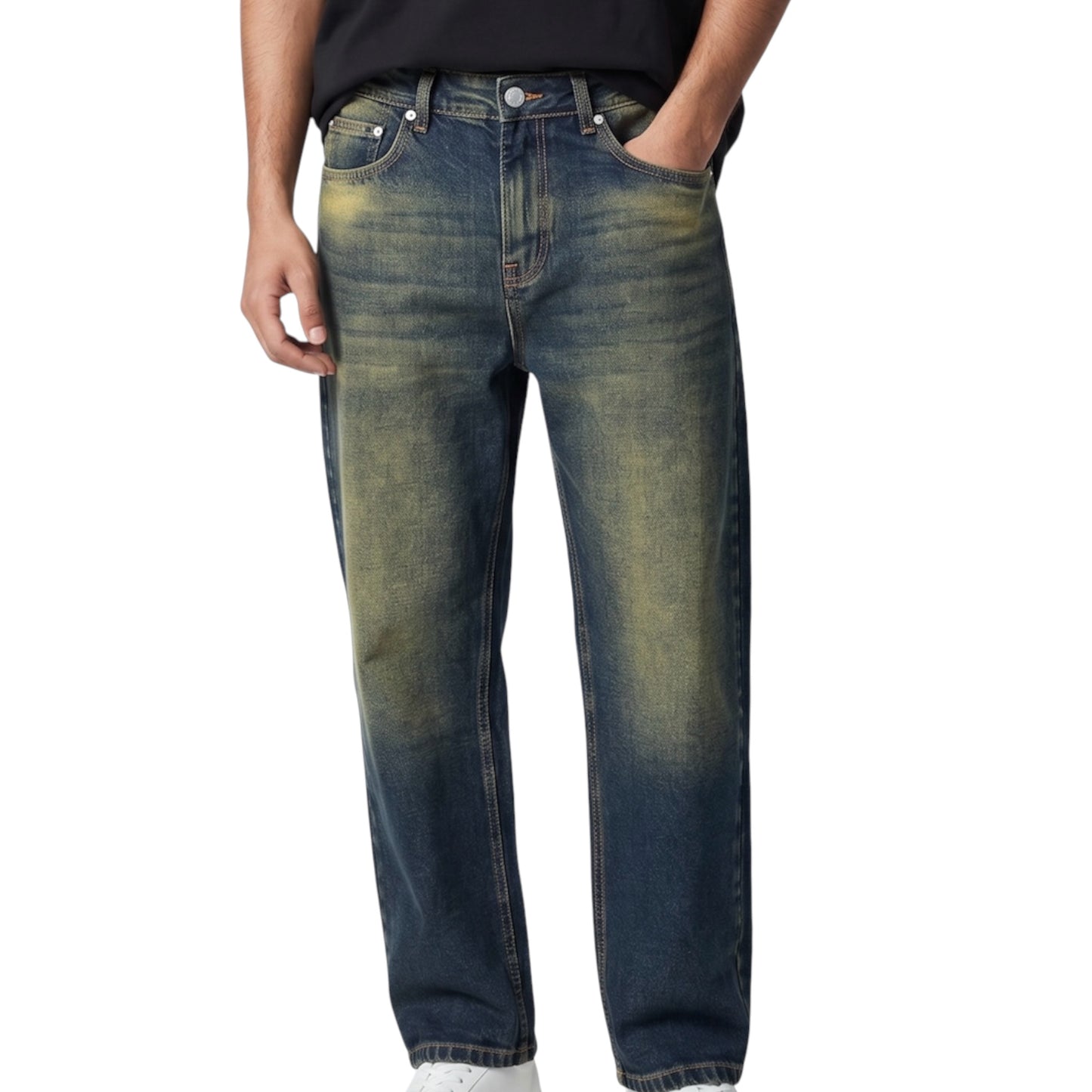 Vintage Dirty Wash Wide-Leg Denim