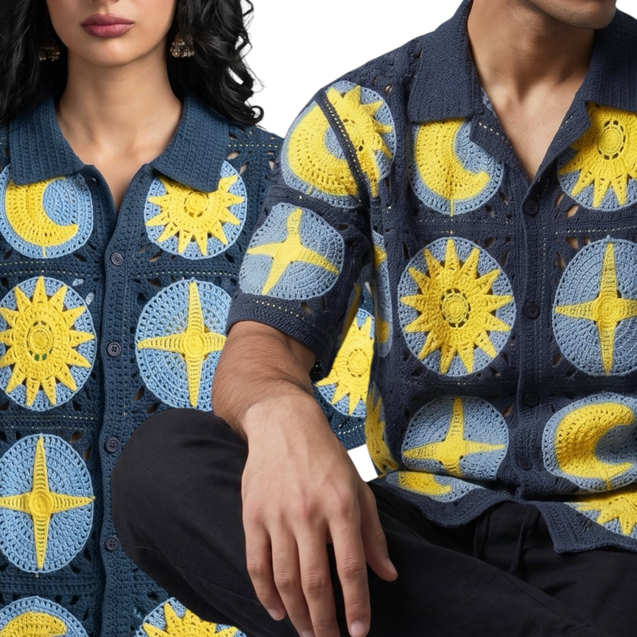 Astrological Crochet Button Down Shirt