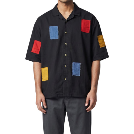 Cuban Collar Patchwork Shirt