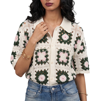 Granny Square Crochet Shirt