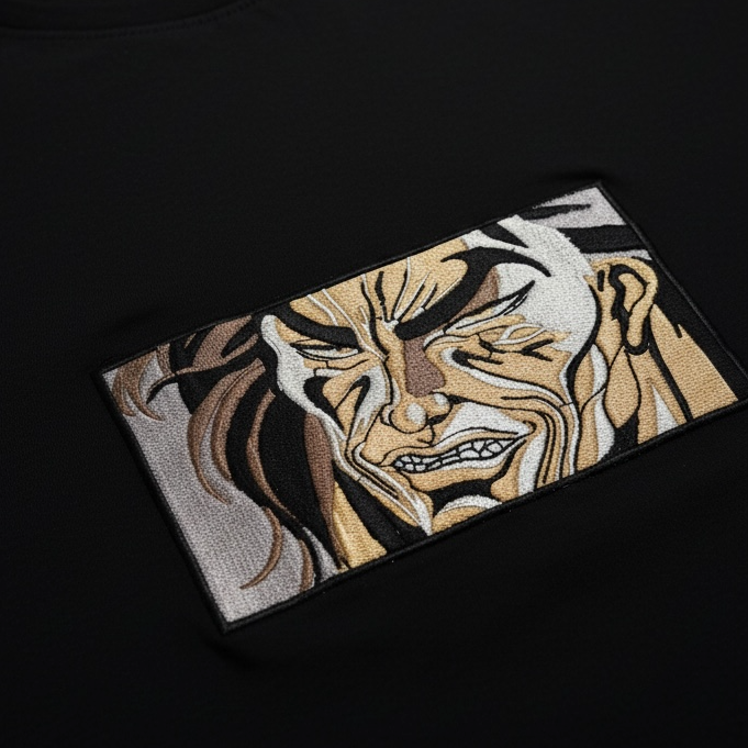 Embroidered Yujiro Hanma Black t-shirt