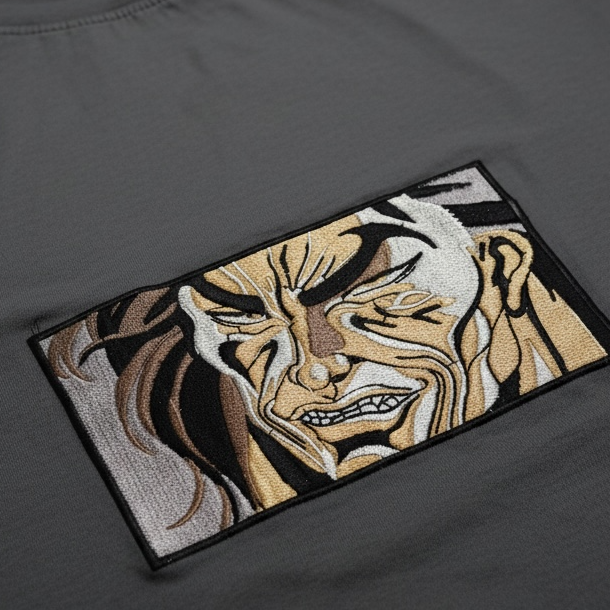Embroidered Yujiro Hanma Grey t-shirt