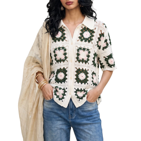 Granny Square Crochet Shirt