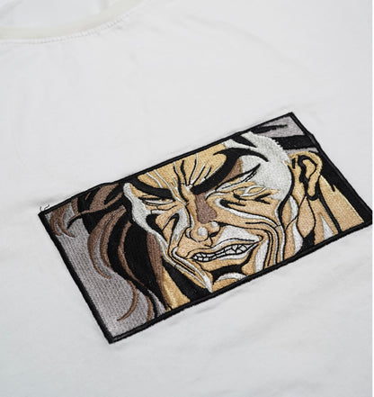Embroidered “Yujiro Hanma”Anime White t-shirt