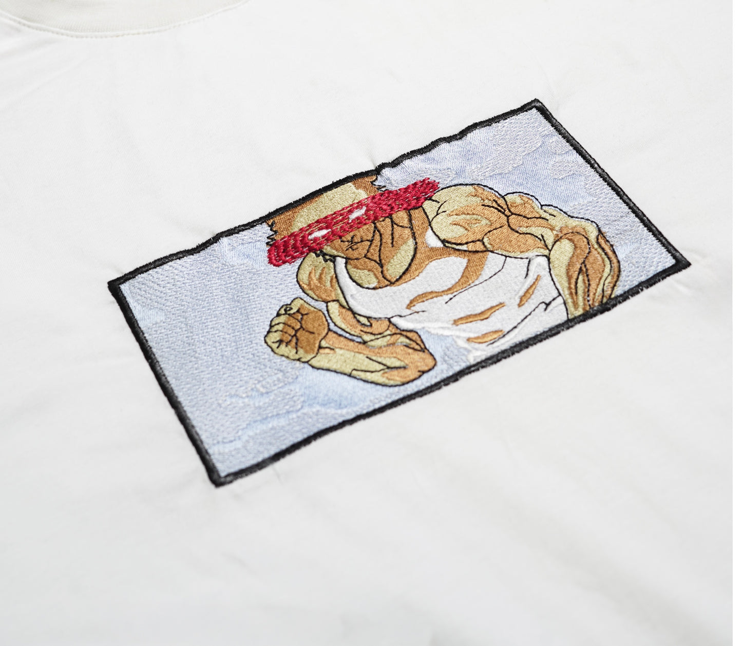 Embroidered Baki Anime White t-shirt