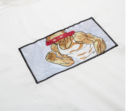 Embroidered Baki Anime White t-shirt