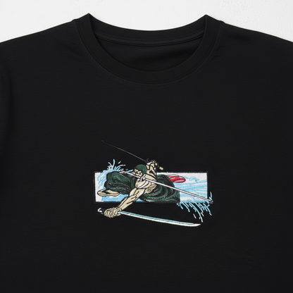 Embroidered Zoro Anime Black t-shirt
