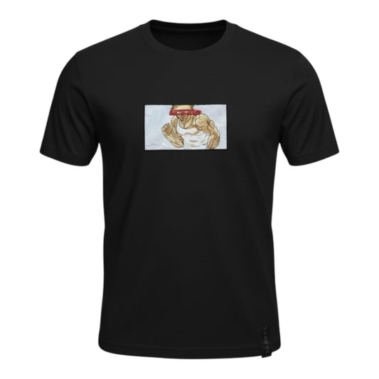 Embroidered Baki Anime Black t-shirt