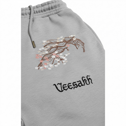 Unisex Cherry Blossom Trousers -Grey
