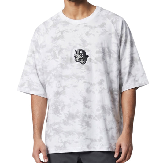 Embroidered Patch Mottled Grey -Oversized Raglan Tshirt