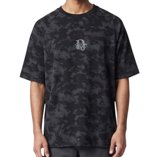 Embroidered Patch MarbleWash -Oversized Raglan T Shirt