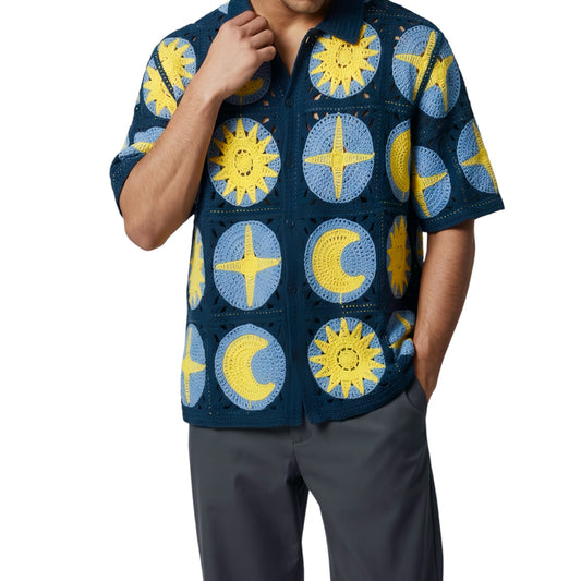 Astrological Crochet Button Down Shirt
