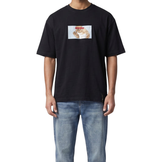 Embroidered Baki Anime Black t-shirt