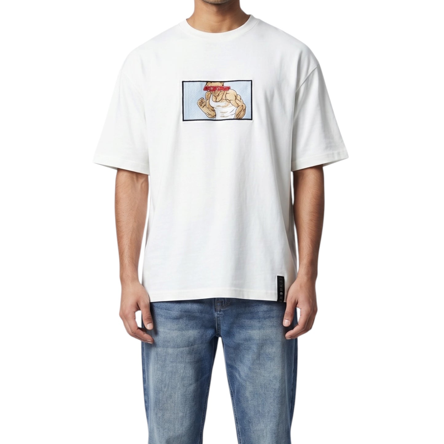 Embroidered Baki Anime White t-shirt