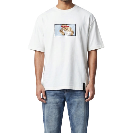 Embroidered Baki Anime White t-shirt