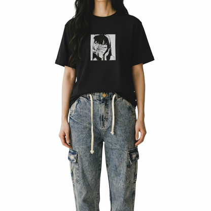Embroidered Junji Ito Maniac Anime Black t-shirt
