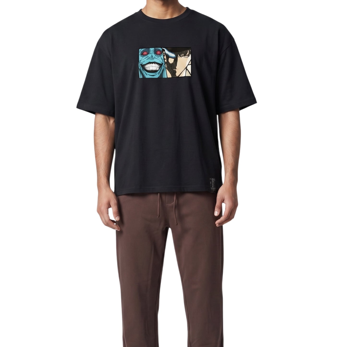 Embroidered Solo Leveling Anime Black t-shirt