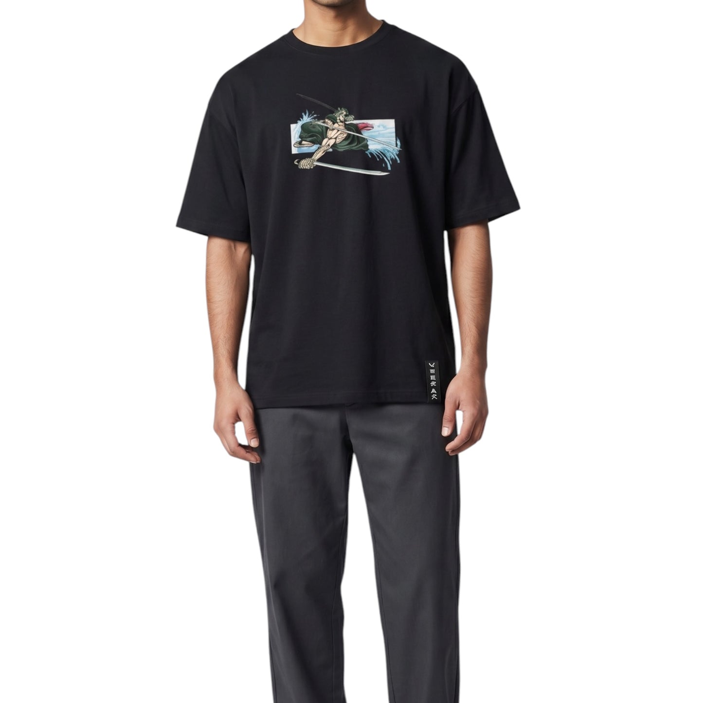Embroidered Zoro Anime Black t-shirt
