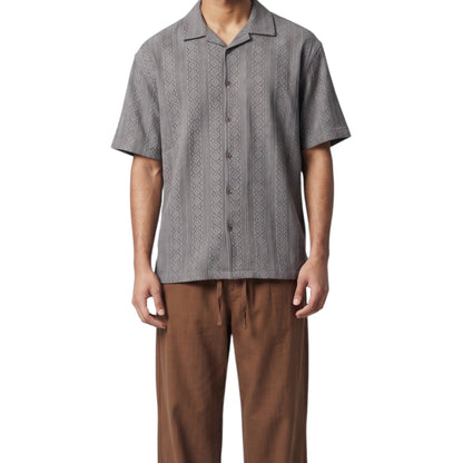 Lace-Knit Cuban Collar -Shirt