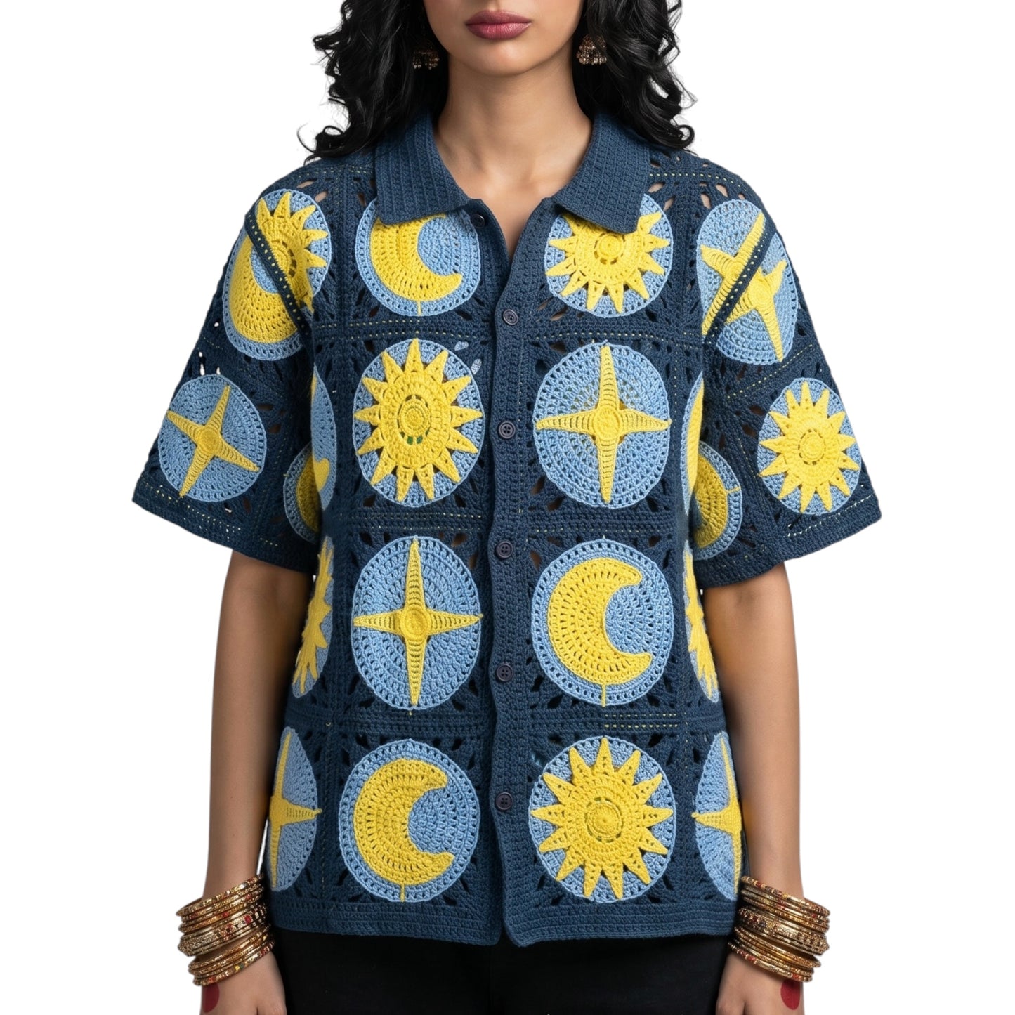 Astrological Crochet Button Down Shirt