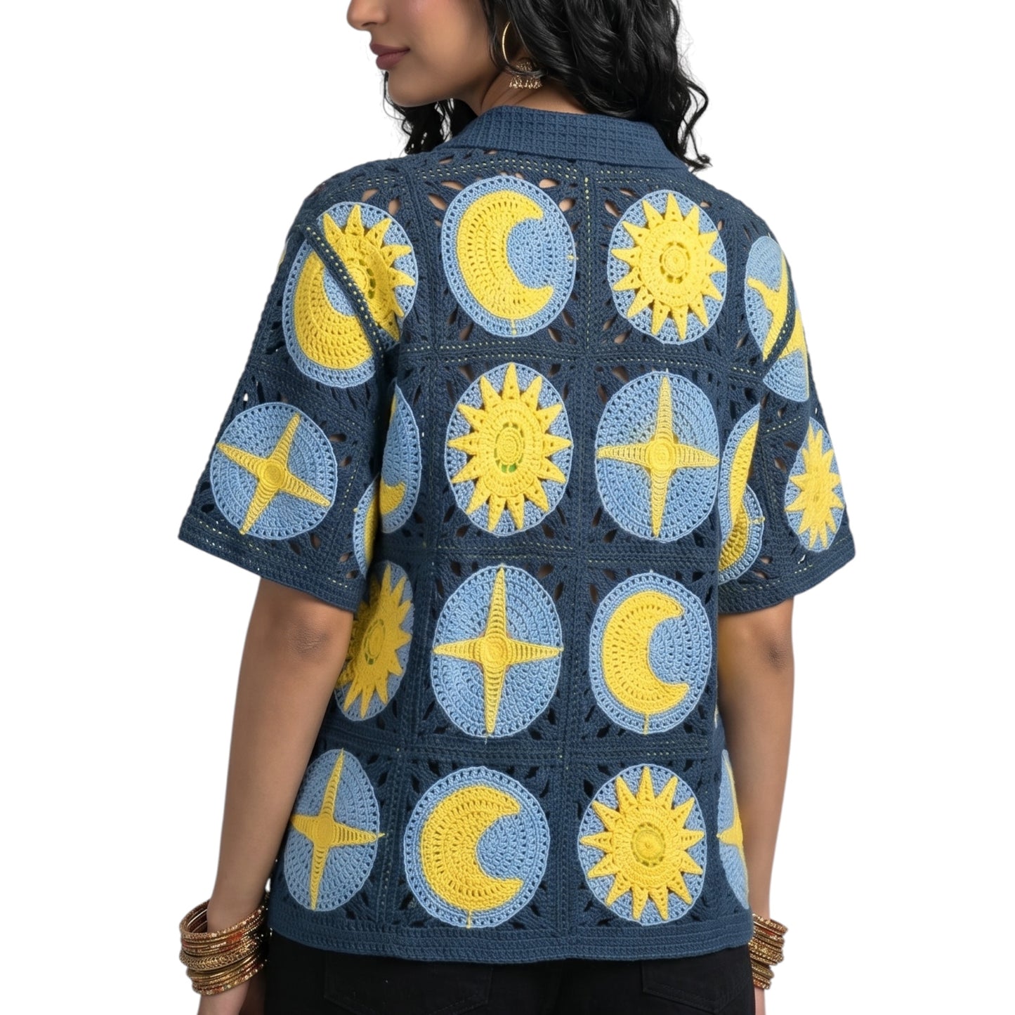 Astrological Crochet Button Down Shirt