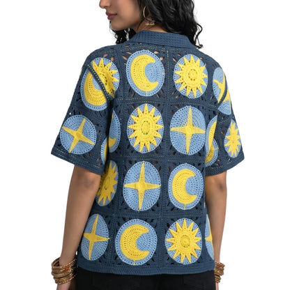 Astrological Crochet Button Down Shirt