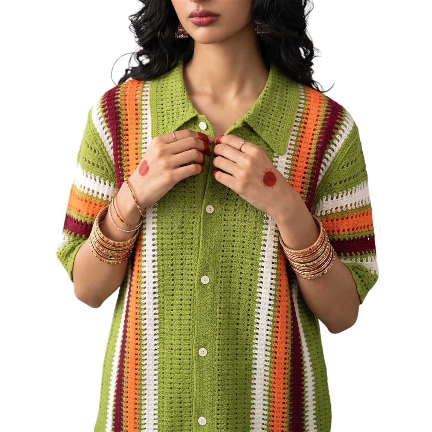 Olive & Citrus Crochet Shirt